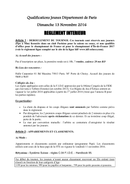 Règlement - Paris Échecs