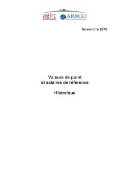 Historique valeur du point salaire de référence - Agirc