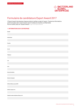 Formulaire de candidature Export Award 2017