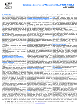 Conditions G&eacute;n&eacute;rales d`Abonnement LA POSTE MOBILE