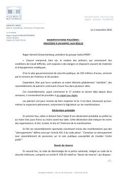 Le 2 novembre 2016 MANIFESTATIONS POLICIÈRES