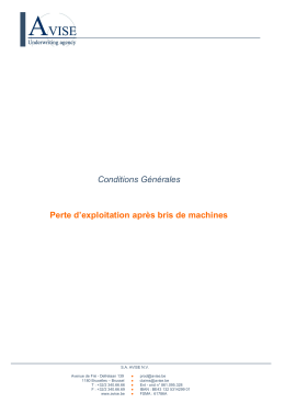 Conditions Générales Perte d`exploitation après bris de
