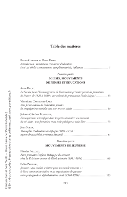 Table des mati&egrave;res (Fichier pdf, 624 Ko)