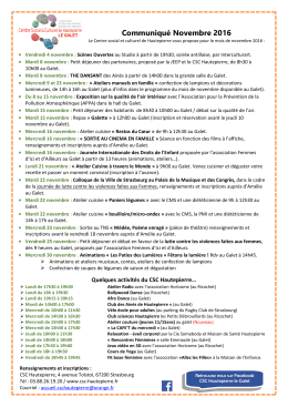 Communiqué Novembre 2016