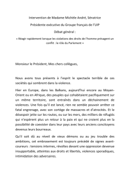 Intervention de Madame Mich&egrave;le Andr&eacute;, S&eacute;natrice Pr&eacute;sidente