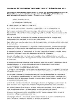communique du conseil des ministres du 02