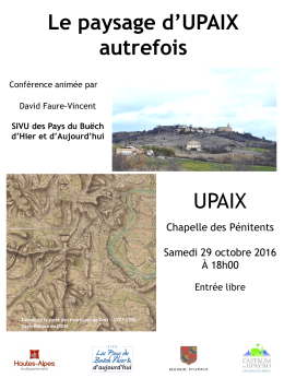 Conférence le 29 octobre à Upaix