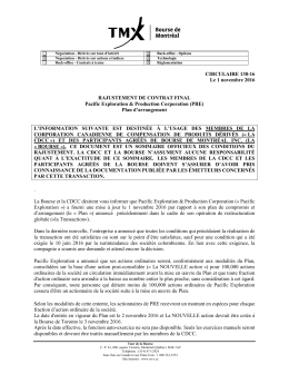 PRE - Bourse de Montr&eacute;al