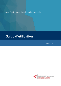 Guide d`utilisation &ndash; appr&eacute;ciation des fonctionnaires