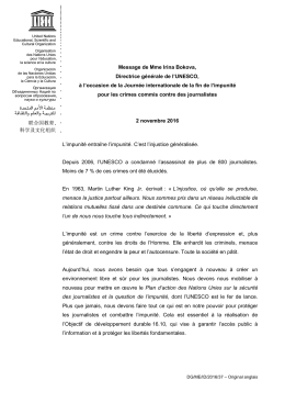 Message de Mme Irina Bokova, Directrice générale de l