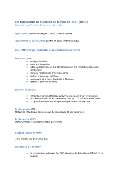 Les Opérations de Maintien de la Paix de l`ONU (OMP)