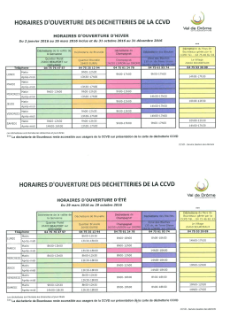 Horaires déchetterie LORIOL 2016