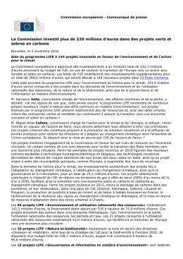 La Commission investit plus de 220 millions d`euros dans