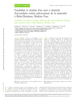 Faisabilit&eacute; et r&eacute;sultat d`un suivi &agrave; domicile d`accouch&eacute;es sorties