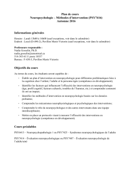 Plan de cours Neuropsychologie – Méthodes d`intervention