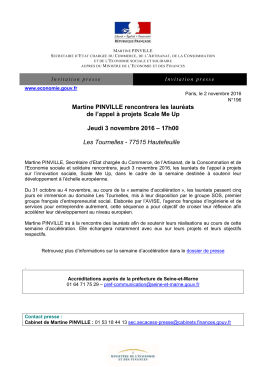 Martine PINVILLE rencontrera les lauréats de l`appel à projets Scale