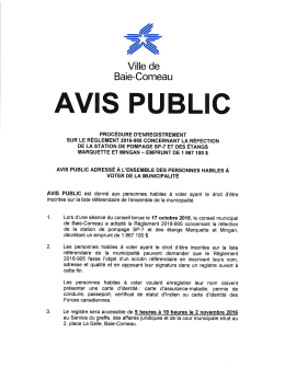 avis public - Ville de Baie