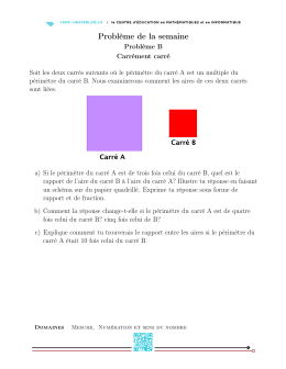 a) Si le périmètre du carré A est de trois fois celui du carré B