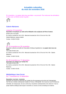 Programmation culturelle novembre 2016 - Mairie d`Argelès-sur-Mer