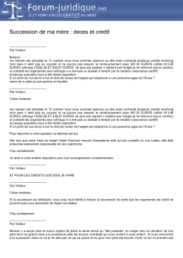 Succession de ma m&egrave;re : deces et credit