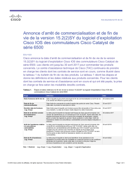Annonce d`arrêt de commercialisation et de fin de vie de la