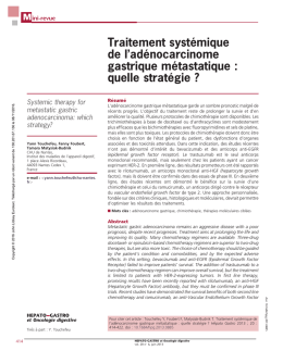 Traitement syste´mique de l`ade´nocarcinome gastrique me´tastatique