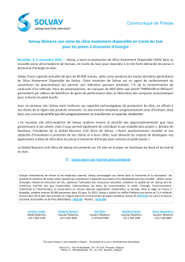 Mise en route de l`usine de Silice Hautement Dispersible