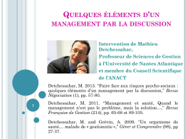 quelques &eacute;l&eacute;ments d`un management par la discussion