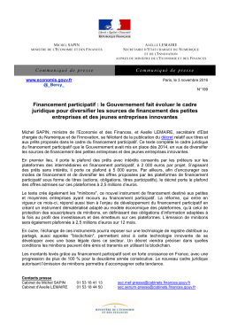 Financement participatif : le Gouvernement fait évoluer le cadre