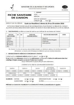 Fiche sanitaire - Bienvenue &agrave; l` Ecole de Musique Amadeus