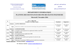 DEPARTEMENT INFORMATIQUE PLANNING DES