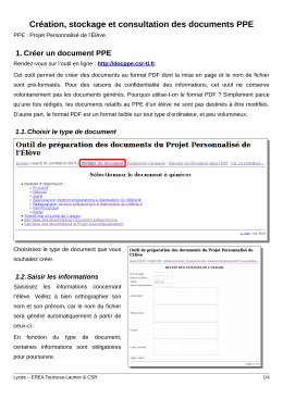 Cr&eacute;ation, stockage et consultation des documents PPE