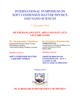 international symposium on soft condensed matter