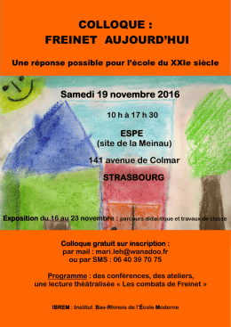 colloque : freinet aujourd`hui - SE-Unsa du Bas-Rhin