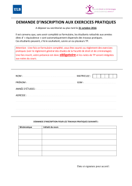 Formulaire Demande d`inscription aux TP