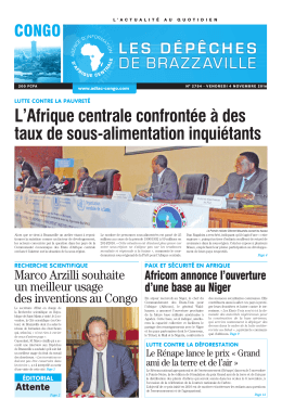 LUTTE CONTRE LA PAUVRETÉ L`Afrique centrale confrontée à des