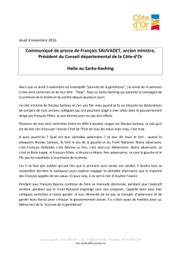 Communiqué de presse de François SAUVADET