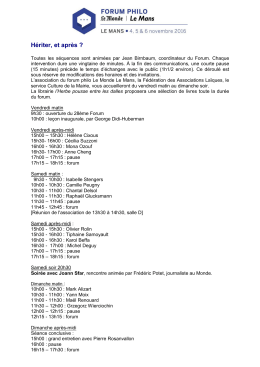 programme Forum philo Le Monde Le Mans 4/5/6 novembre 2016