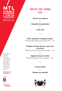 Page 1 |M I L MENU DU SOIR È TABLE 41S 3 – 13 NOV. 2016 En