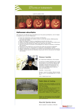 Activit&eacute;s et &eacute;v&eacute;nements | Lundi 31 octobre 2016