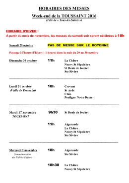 HORAIRES DE MESSES
