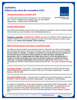 Infolettre &Eacute;dition du mois d`octobre 2016 - Club FADOQ Sainte