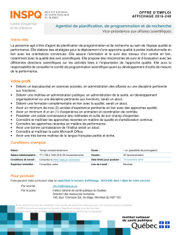 Agent(e) de planification, de programmation et de recherche Agent