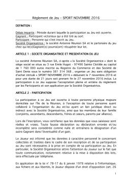 R&egrave;glement du Jeu concours