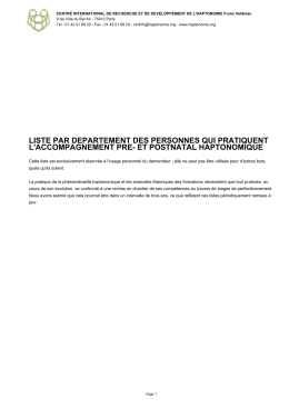 LISTE PAR DEPARTEMENT DES PERSONNES QUI PRATIQUENT