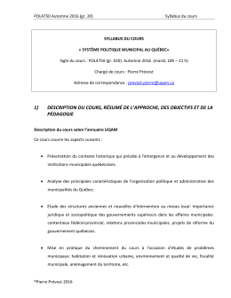 syllabus du cours - D&eacute;partement de science politique