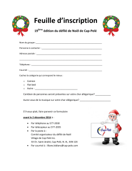 Feuille d`inscription - Village de Cap-Pel&eacute;