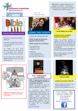 L`HEBDO n° 6-36 - Eglise protestante unie de Pentemont