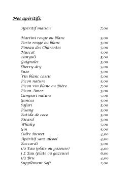 La Carte - Restaurant aux Marronniers