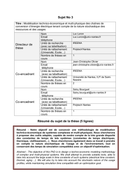 Modélisation technico-économique et multi